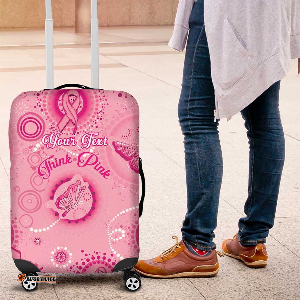 Personalised Australia Indigenous Luggage Cover Breast Cancer Ribbon Think Pink Pink Version