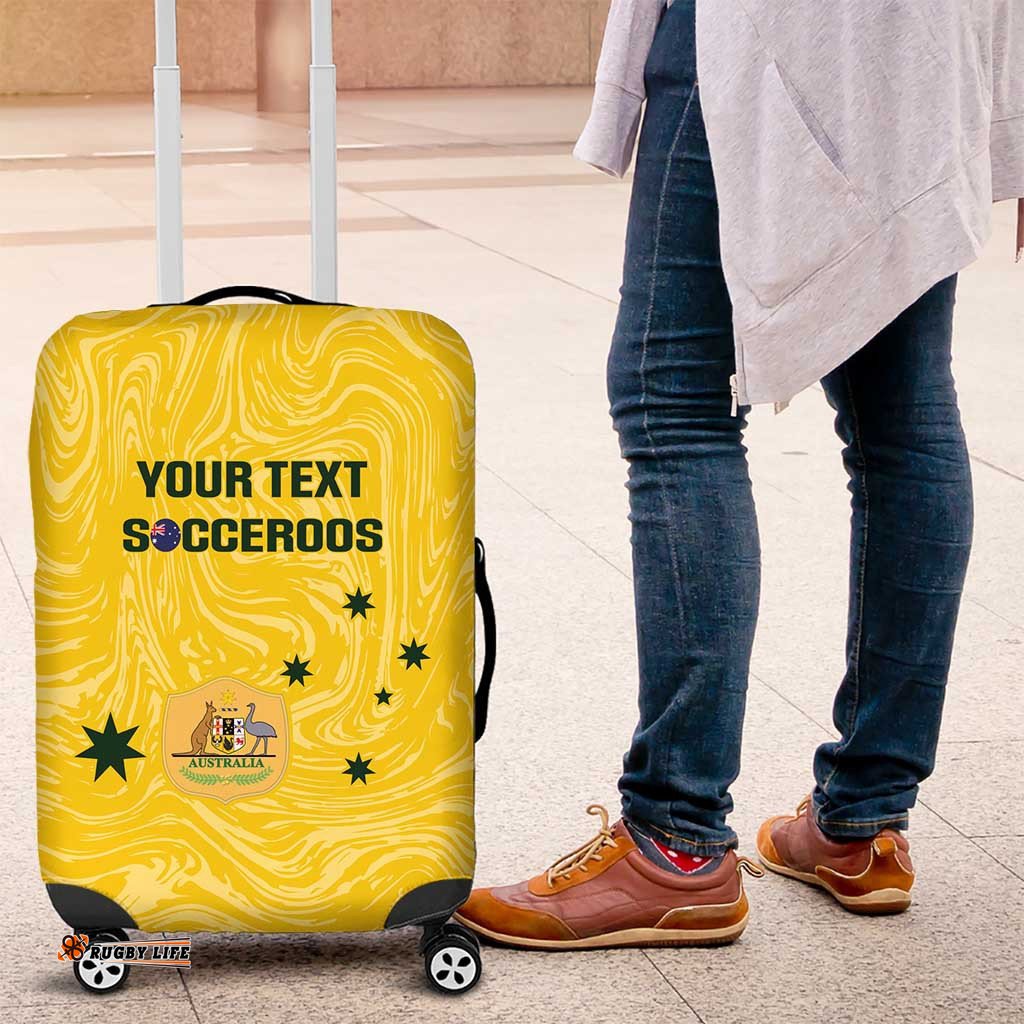 Custom Australia Socceroos Luggage Cover Go Aussie Marble Pattern Sporty Style