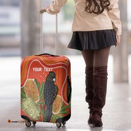 Personalised Australia Banksia And Black Cockatoo Luggage Cover Aboriginal Art