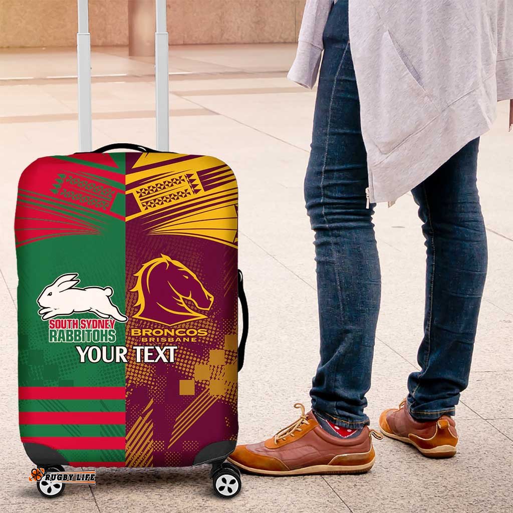 Custom NRL Rabbitohs and Broncos Luggage Cover Sporty Style