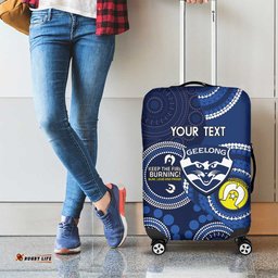 Custom AFL Geelong NAIDOC Week Luggage Cover Keep The Fire Burning Indigenous Art