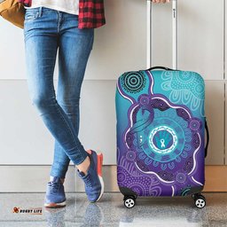 Australia Indigenous Luggage Cover Suicide Prevention Month Ribbon Aboriginal Art