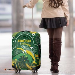 Personalised Australia Swimming Luggage Cover Aussie Dolphin Aboriginal National Color