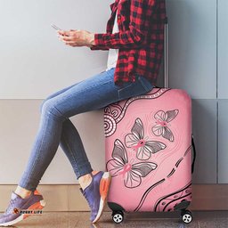 Pink Aboriginal Butterfly Ribbon Cancer Luggage Cover