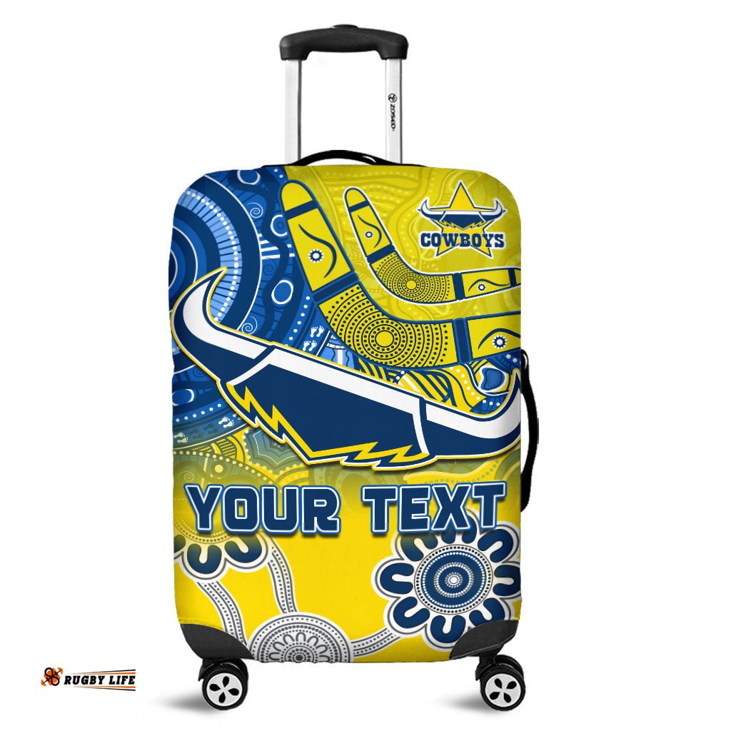 Custom Personalised Cowboys Rugby Luggage Covers Aboriginal Boomerang Go Premiers North Queensland
