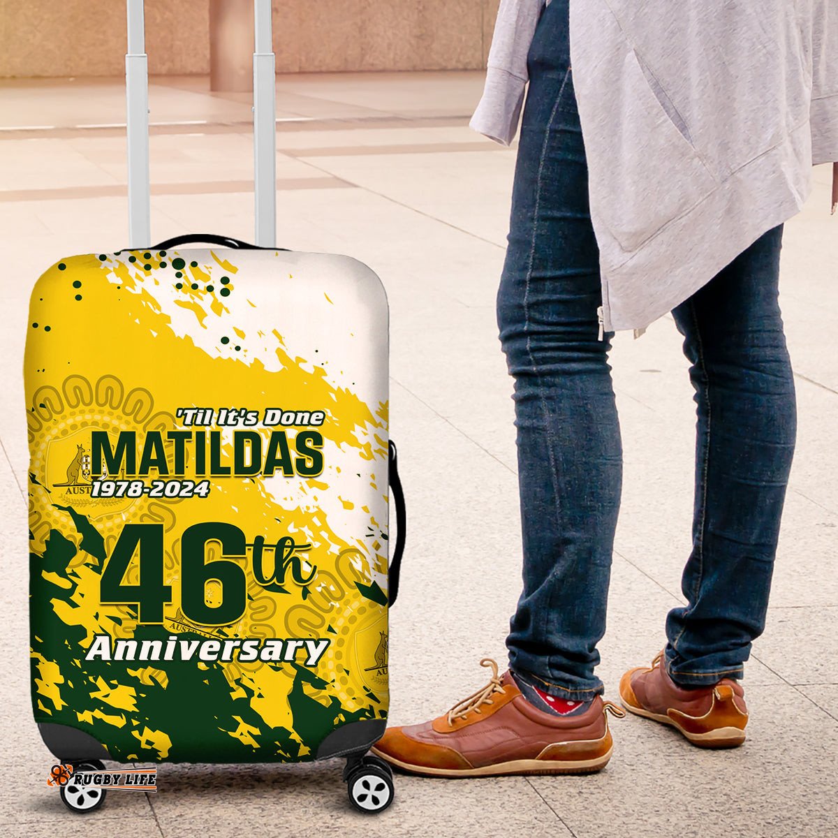 Australia Soccer Luggage Cover Til Its Done Matildas 2024 Happy 46th Anniversary