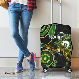Custom Matildas NAIDOC Week Luggage Cover Australia Kangaroo Keep The Fire Burning Black
