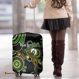 Custom Matildas NAIDOC Week Luggage Cover Australia Kangaroo Keep The Fire Burning Black