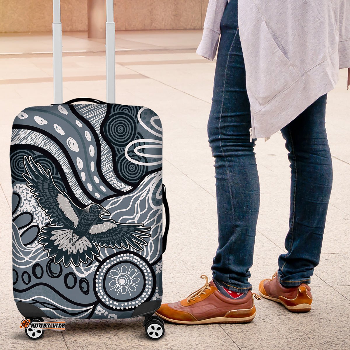Magpies Aboriginal Art Luggage Cover