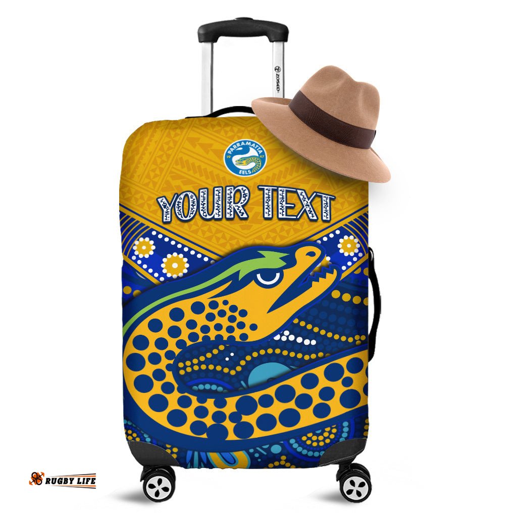 Custom Personalised Eels Rugby Luggage Covers Aboriginal and Polynesia Parramatta