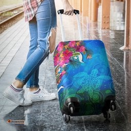 Luggage Cover Torres Strait Blue Sea With Hibiscus