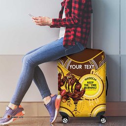 Custom AFL Hawkthorn NAIDOC Week Luggage Cover Keep The Fire Burning Indigenous Art