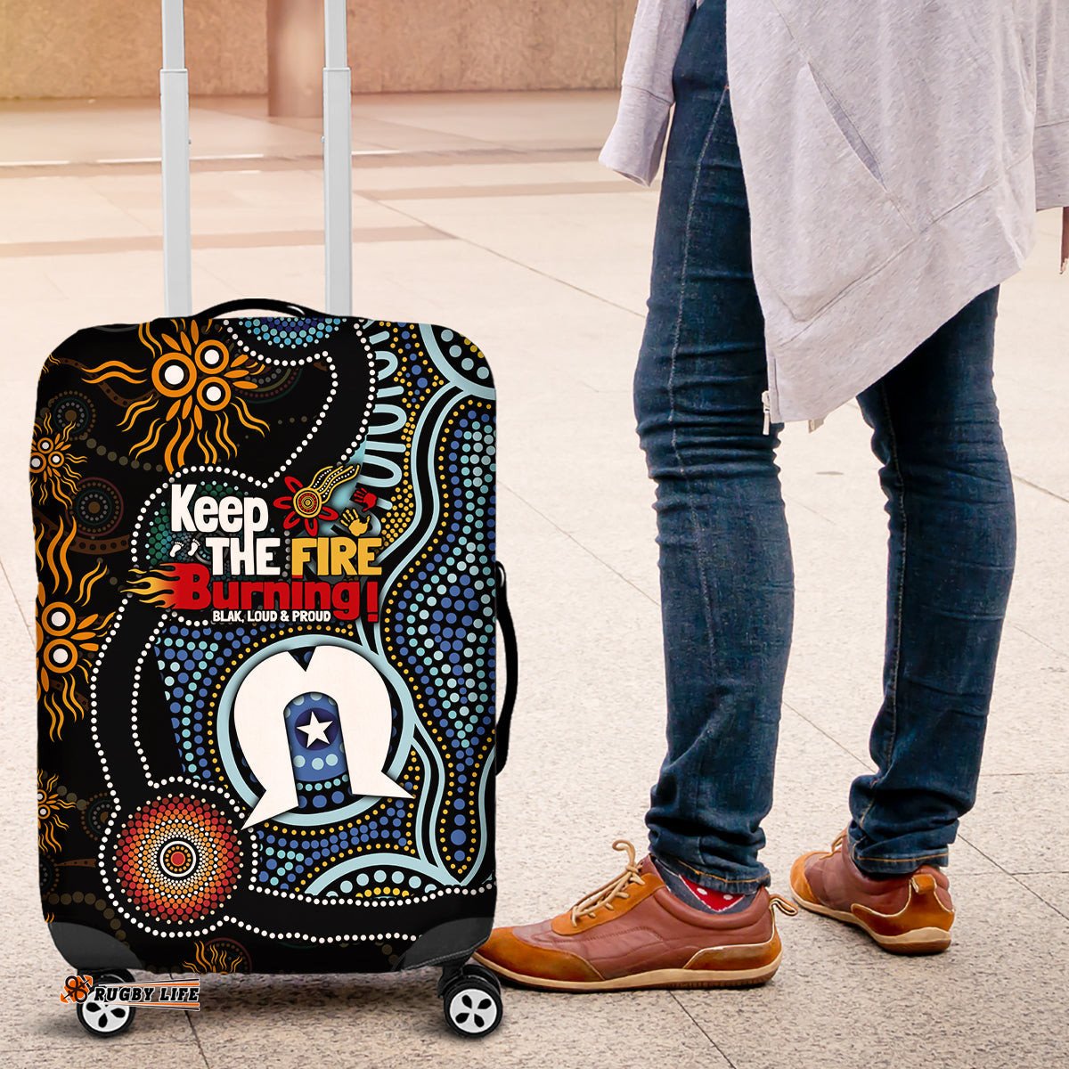 NAIDOC Week 2024 Aussie Aboriginal Luggage Cover Sparks of Fire