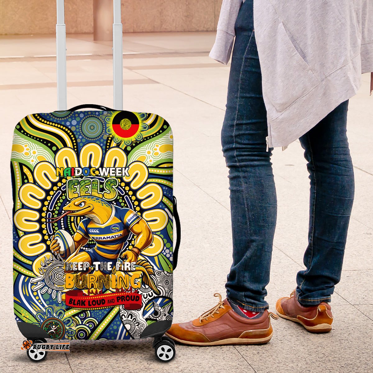 NAIDOC Week 2024 Eels Luggage Cover Mascot Rugby DT02