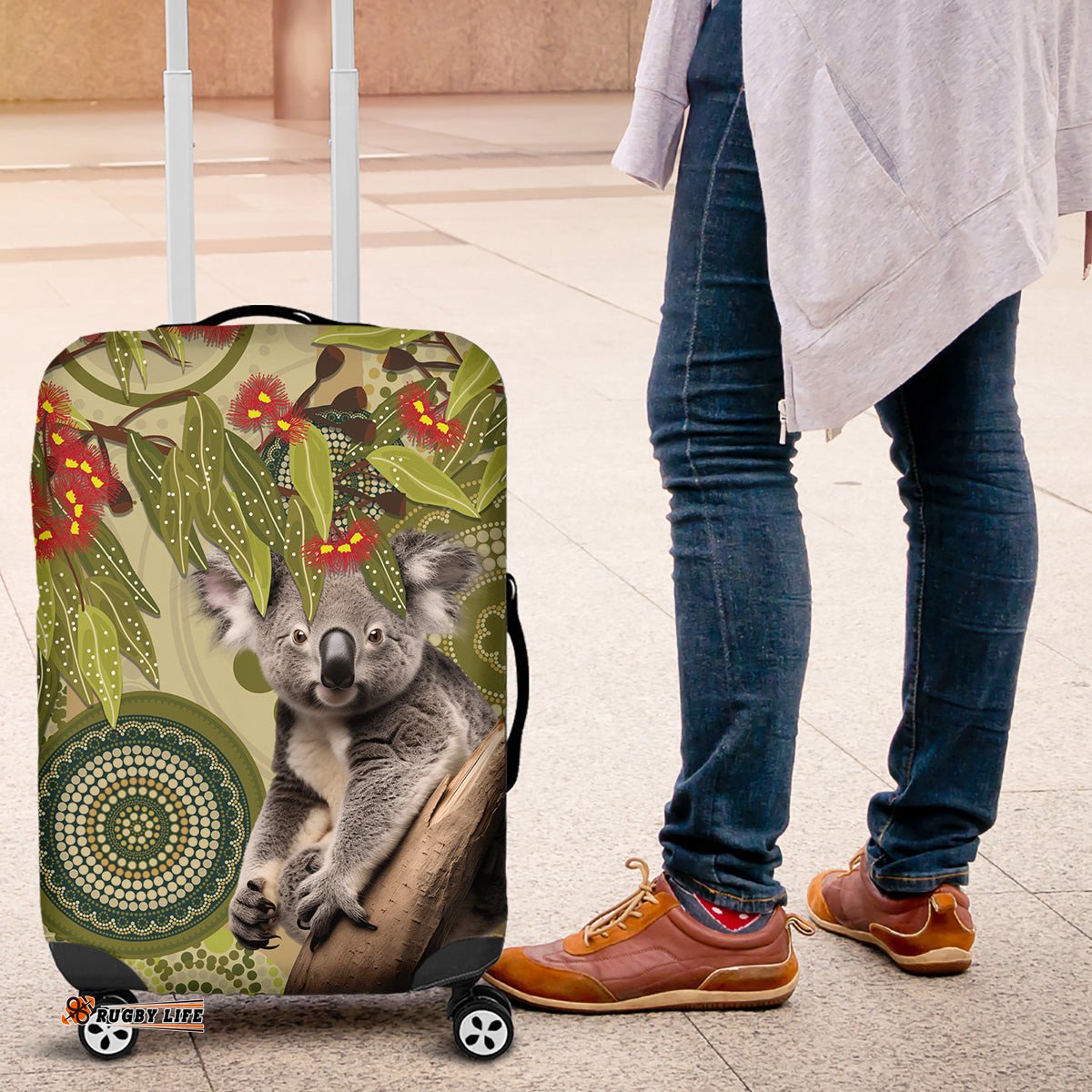 Aboriginal Koala Art Painting With Gum Blossom Luggage Cover