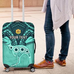 Custom Australia Matildas Luggage Cover Polynesian Mix Turquoise Marble