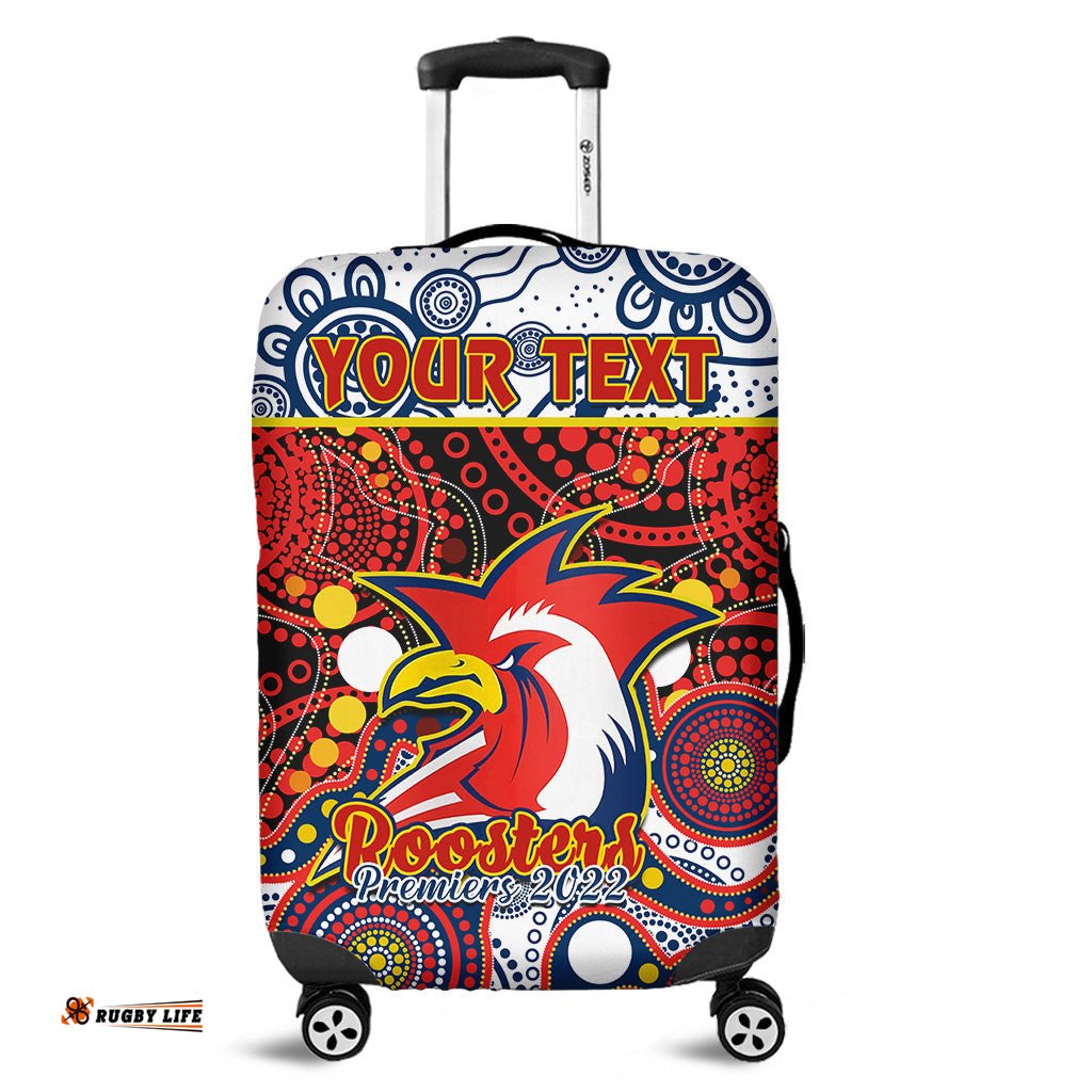 Custom Personalised Roosters Rugby Luggage Cover Easts 1908 Aboriginal Artsy Premiers Ver.01