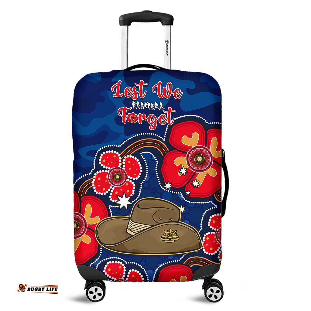 Australia ANZAC Luggage Cover Lest We Forget Camouflage Mix Aboriginal Poppies And Slouch Hat Ver.03