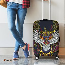 Custom Adelaide Football Luggage Cover With Crow Aboriginal Art Style