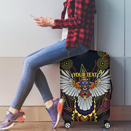 Custom Adelaide Football Luggage Cover With Crow Aboriginal Art Style