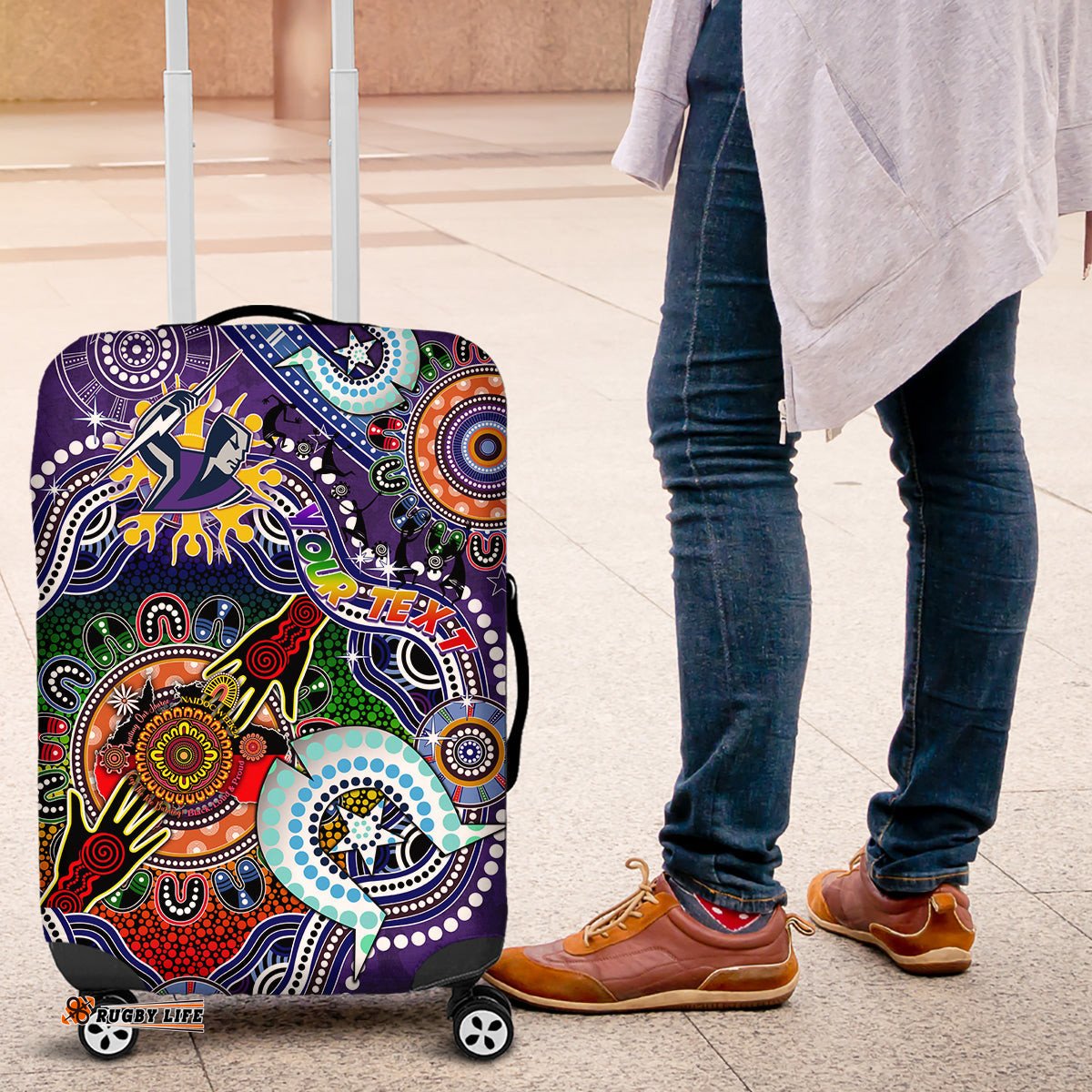 Personalised Storm NAIDOC Week 2024 Luggage Cover Australia Aboriginal Dot Painting DT02