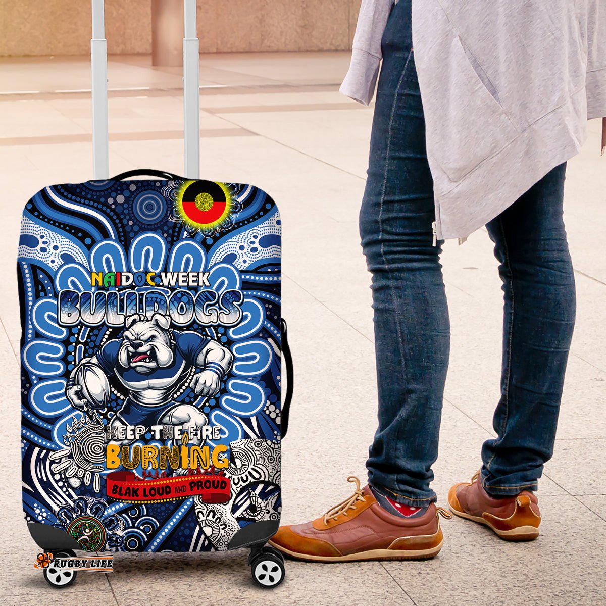 NAIDOC Week 2024 Bulldogs Luggage Cover Mascot Rugby DT02