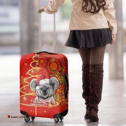 Personalised Australia Koala Christmas Luggage Cover Aboriginal Art With Golden Wattle