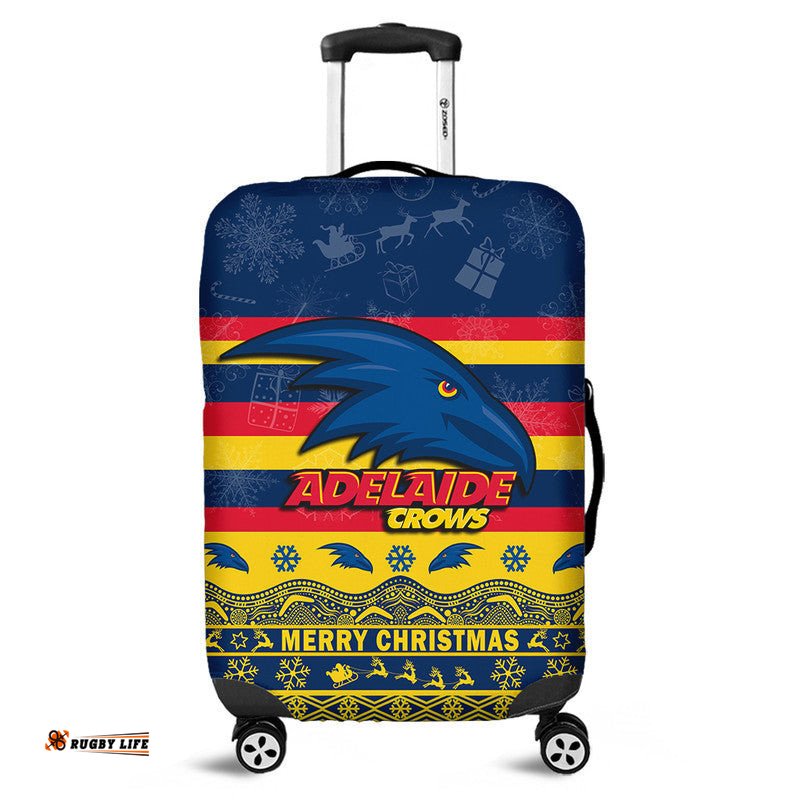 Adelaide Crows Unique Winter Season Luggage Cover Adelaide Merry Christmas No2