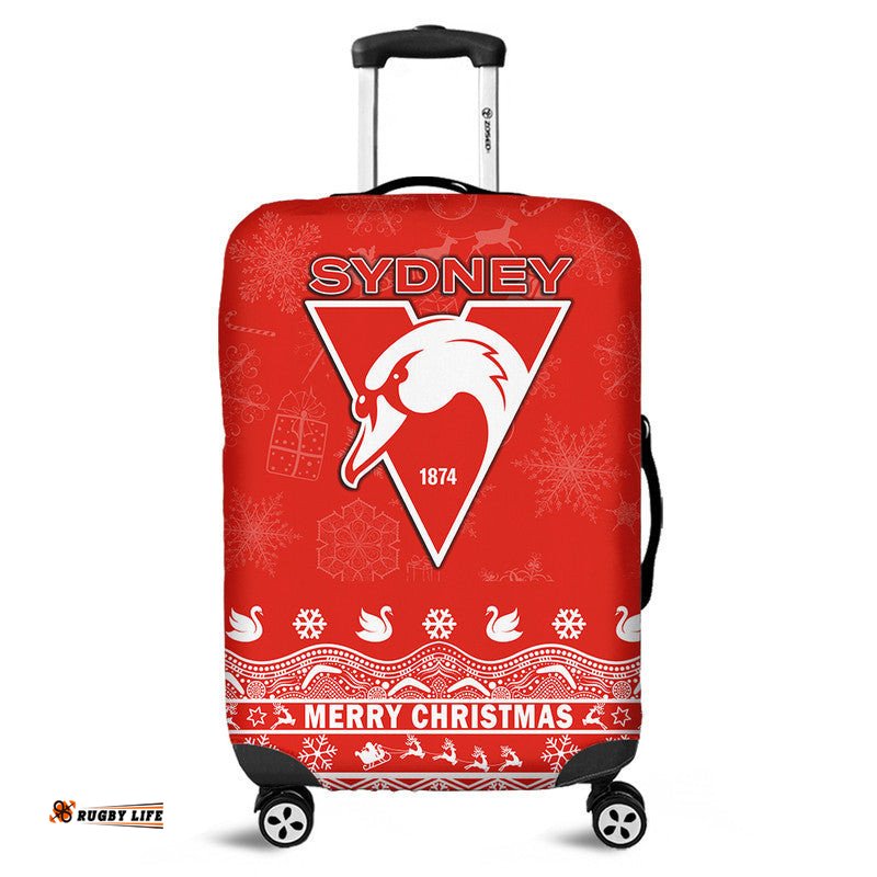 Sydney Swans Unique Winter Season Luggage Cover Swans Merry Christmas No2