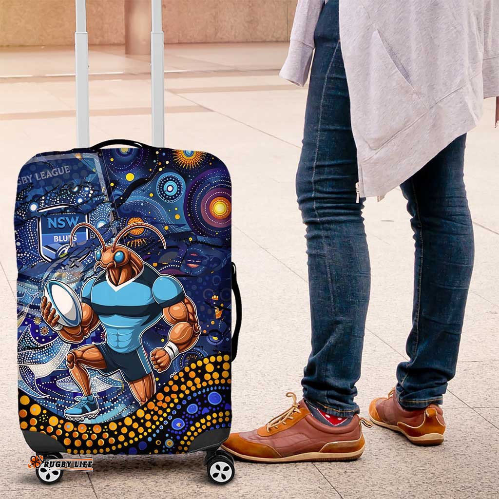 Personalised Mascot NSW Blues Rugby Luggage Cover Aboriginal Galaxy