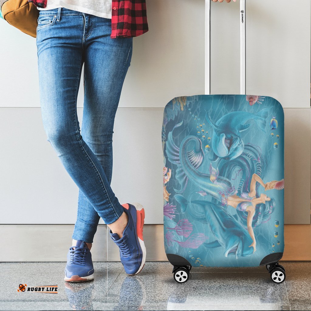 Luggage Cover - Australia Beautiful Mermaid With Dolphin
