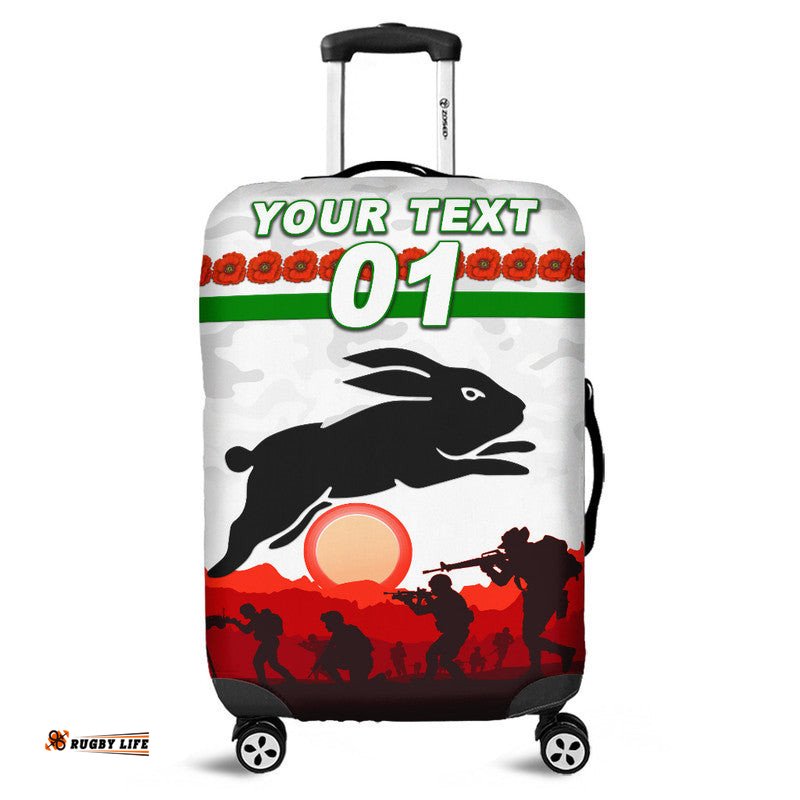 Custom Personalised South Sydney Rabbitohs ANZAC Luggage Cover Simple Style White
