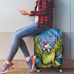 Personalised Jumping Kakapo Christmas Luggage Cover New Zealand Fern Starry Night Style