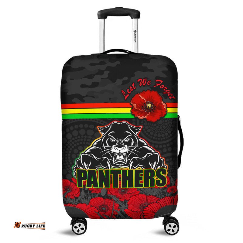 Panthers Rugby ANZAC Luggage Cover Angry Panther Camouflage With Poppy