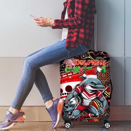 Merry Christmas Dolphins Luggage Cover Aboriginal Santa Rugby Mascot Redcliffe