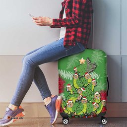 Kakapo New Zealand Christmas Luggage Cover Meri Kirihimete Pohutukawa Green Color