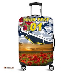 Custom Personalised North Queensland Cowboys ANZAC Luggage Cover Poppy Flowers Vibes White