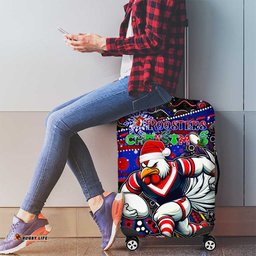 Merry Christmas Sydney Roosters Luggage Cover Aboriginal Santa Rugby Mascot Tricolours