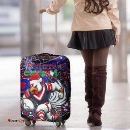 Merry Christmas Sydney Roosters Luggage Cover Aboriginal Santa Rugby Mascot Tricolours