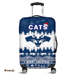 Geelong Cats Unique Winter Season Luggage Cover Cats Merry Christmas