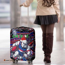 Merry Christmas AFL Bulldogs Luggage Cover Aboriginal Santa Football Mascot