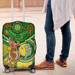 Personalised Australia Boxing Kangaroo Luggage Cover Aussie Indigenous Art Mix National Color