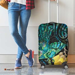 New Zealand Fantail Bird Luggage Cover Maori Piwakawaka Kowhai Paua Shell Pattern