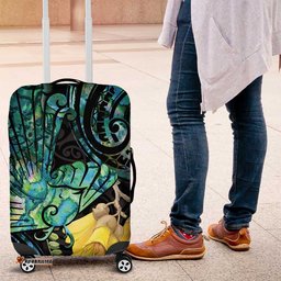 New Zealand Fantail Bird Luggage Cover Maori Piwakawaka Kowhai Paua Shell Pattern