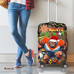 Merry Christmas AFL Giants Luggage Cover Aboriginal Santa Football Mascot