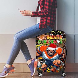 Merry Christmas AFL Giants Luggage Cover Aboriginal Santa Football Mascot