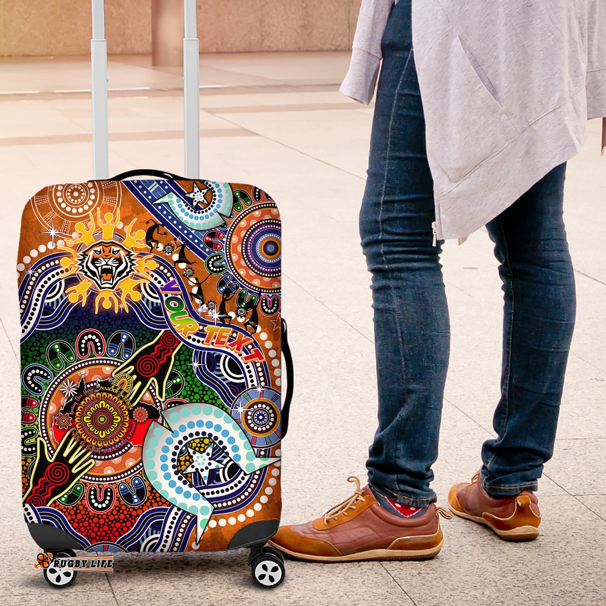 Personalised Tigers NAIDOC Week 2024 Luggage Cover Australia Aboriginal Dot Painting