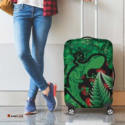 New Zealand Gecko Christmas Luggage Cover Meri Kirihimete Paua Shell Mix Pohutukawa