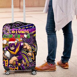 Merry Christmas Storm Luggage Cover Aboriginal Santa Rugby Mascot Melbourne