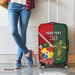 Custom Tonga And Ireland Rugby Luggage Cover Ikale Tahi With Shamrocks